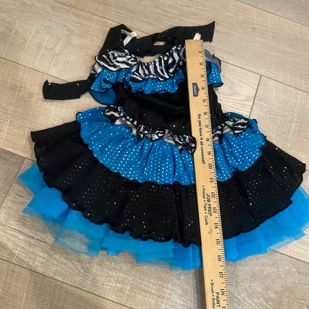 WEISSMAN XS CHILD BLUE AND BLACK COMPETITION DANCE COSTUME JAZZ TAP STYLE 5138 - Picture 3 of 7